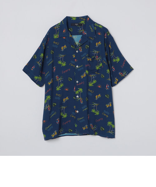 SHIPS Colors:〈洗濯機可能〉レーヨン プリント オープンカラー シャツ