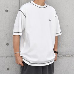 *SHIPS any: 〈接触冷感〉COTTON USA Cool touch ワンポイント ロゴ ステッチ デザイン Tシャツ◇