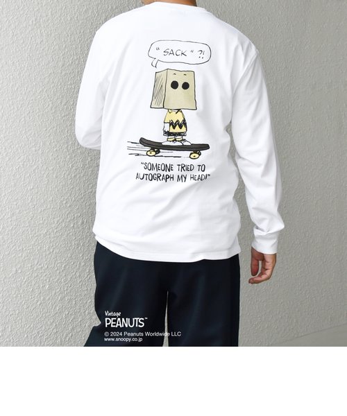 *SHIPS any: SNOOPY コラボ カルチャー グラフィック バック プリント Tシャツ (ロンT)◆