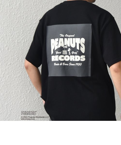 SHIPS any: SNOOPY コラボ RECORDS グラフィック バック プリント Tシャツ◆