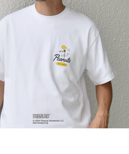 SHIPS any: SNOOPY コラボ RECORDS グラフィック バック プリント Tシャツ◆