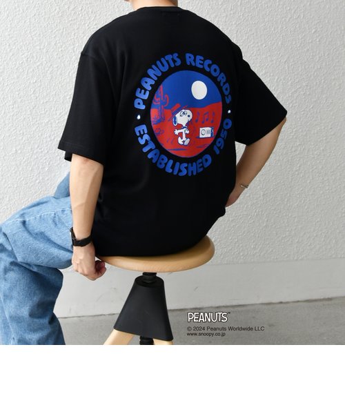 SHIPS any: SNOOPY コラボ RECORDS グラフィック バック プリント Tシャツ◆