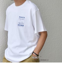 SHIPS any: SNOOPY コラボ RECORDS グラフィック バック プリント Tシャツ◆