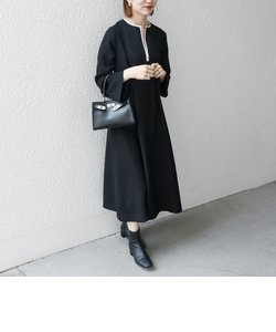 《予約》SHIPS any: ダブルクロス ウエスト タック Aライン ワンピース ［NAVY BLUE］