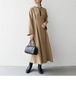 《予約》SHIPS any: ダブルクロス ウエスト タック Aライン ワンピース ［NAVY BLUE］