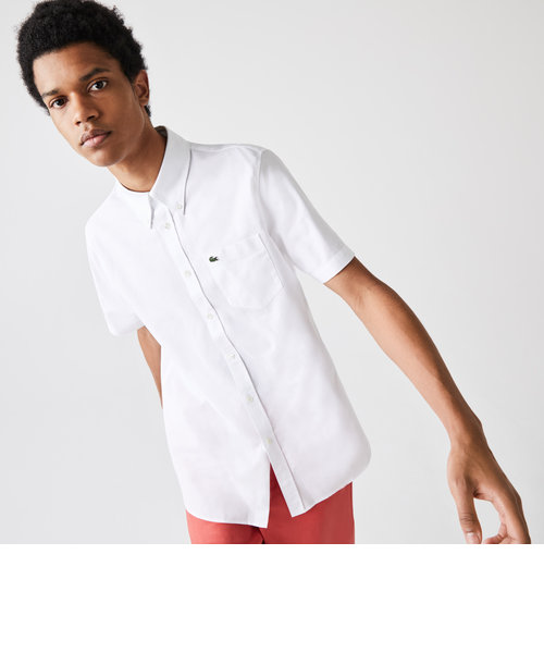 美品ラコステLACOSTEビジネス3シャツmボタンダウン白ホワイト　ストレッチ
