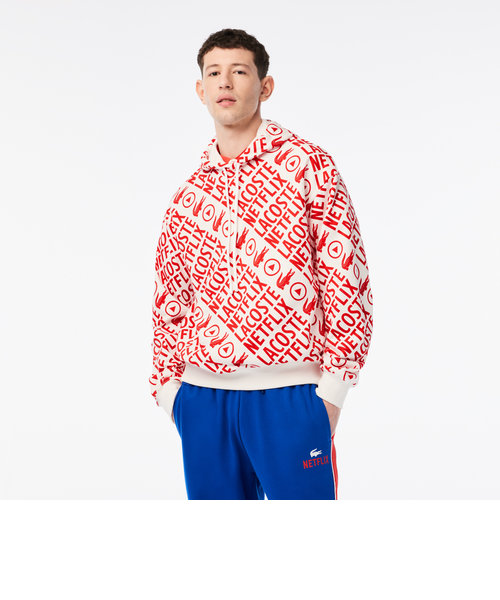 『Lacoste x Netflix』 総柄スウェットフーディー