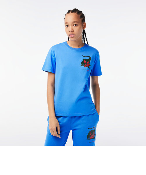 『Lacoste x Netflix』 アレンジワニロゴレディースTシャツ