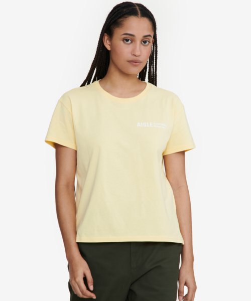 オーガニックコットン ワンポイントロゴ クルーネック 半袖Tシャツ