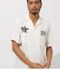 【MEN'S】EMBROIDERED 1／2 SLEEVE SHIRT