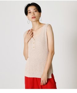 FRONT BUTTON KNIT TANK