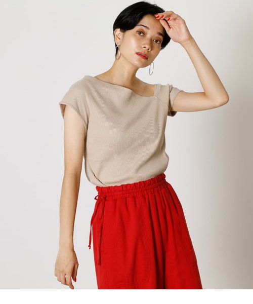 ASYMMETRY SHOULDER RIB TOPS | AZUL by moussy（アズールバイマウジー ...