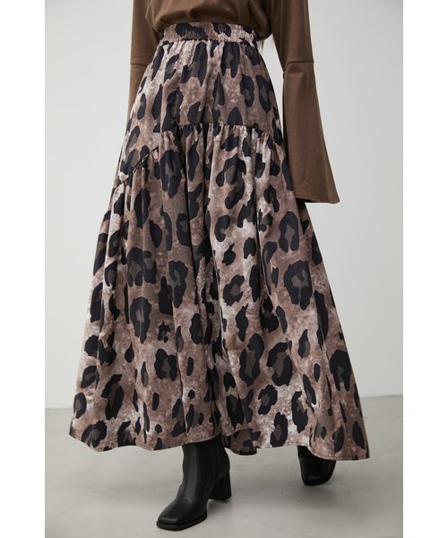 LEOPARD HEM GATHER VOLUME SK | AZUL by moussy（アズールバイ ...