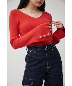 2WAY SLEEVE BUTTON RIB KNIT