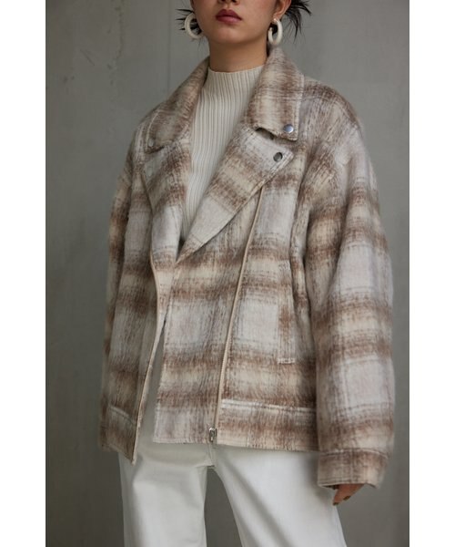 シャギーチェックライダースジャケット | AZUL by moussy（アズール 