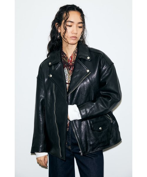 格安人気LEATHER OVER RIDERS ジャケット　moussy ジャケット・アウター