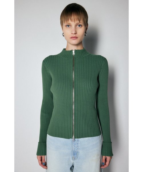 MOUSSY / STAND NECK ZIP UP RIB ニット - ニット/セーター