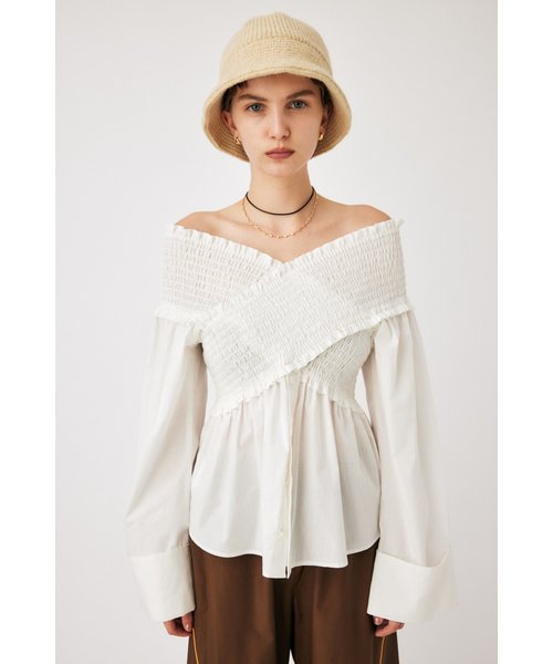 SHIRRING OFF SHOULDER シャツ | MOUSSY（マウジー）の通販 - &mall