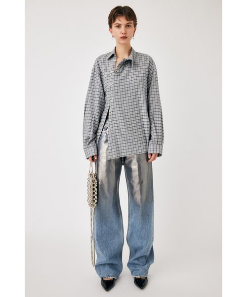TWISTED OVERSIZED CHECK シャツ