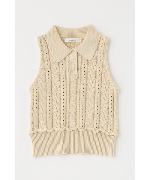 CABLE KNIT POLO タンク