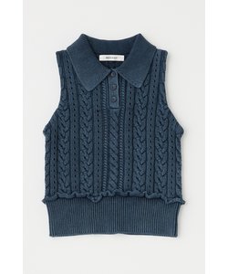 CABLE KNIT POLO タンク
