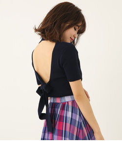 Back OPENリボンKnit TOP