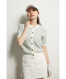 【一部店舗・WEB限定】【RIENDA GOLF】KNIT ツイードカーデTOP