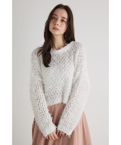 ラメシャギーメッシュKnit TOP