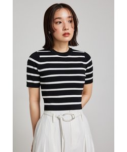 ボーダーショートニットTOP