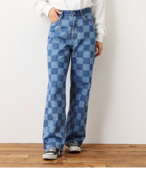 checker straight denim