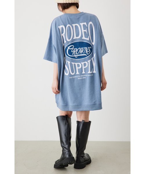 オーバルデニムパッチ5分袖スウェットワンピース | Rodeo Crowns/RODEO