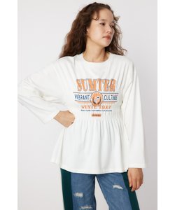 シャーリングプリントロングTシャツ