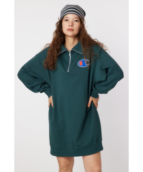 Champion ハーフジップスウェットワンピース