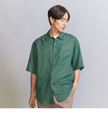 H BEAUTY&YOUTH カジュアルシャツ L 緑x白(ストライプ)春夏ポケット