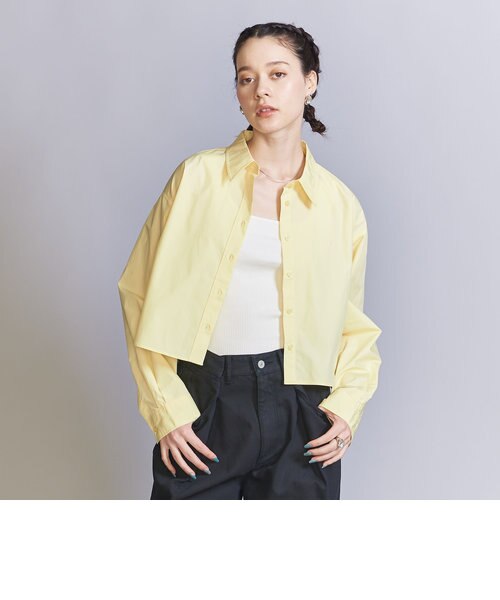 LEVAR＞コットンポプリン クロップド シャツ -ウォッシャブル
