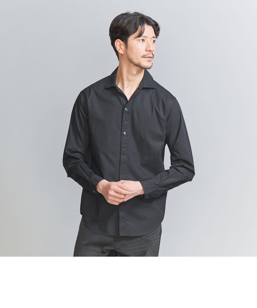 【WEB限定 WARDROBE SMART】コットン ポプリン  ハーフプラケット ワイドカラーシャツ