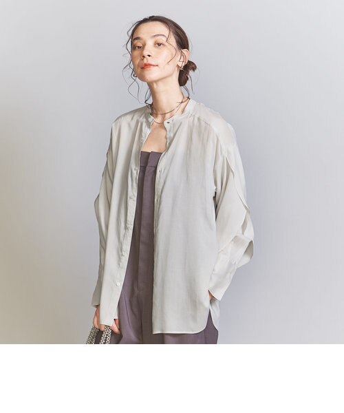 UNITED ARROWS Vネックロングスリーブブラウス　グレー　美品 UNITED ARROWS Vネックロングスリーブブラウス グレー 【公式通販】