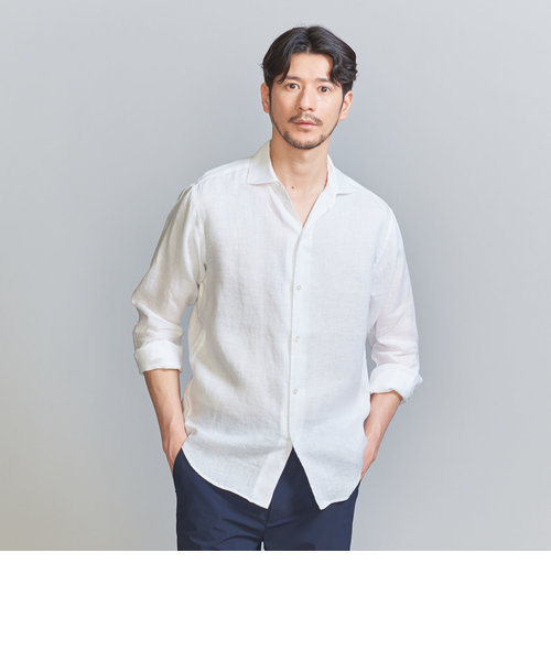 WEB限定 WARDROBE SMART】リネン ワイドカラー スキッパーシャツ