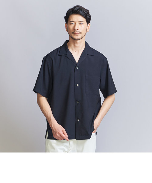 【WEB限定 WARDROBE SMART】テック シアサッカー オープンカラー シャツ