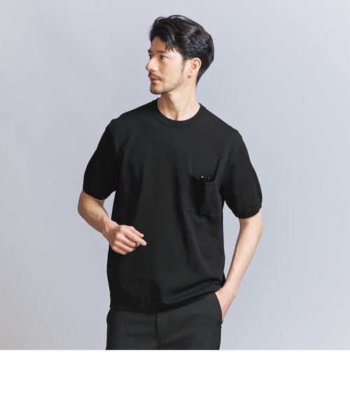 【WEB限定 WARDROBE SMART】マシーンウォッシュ 1ポケット ニット Tシャツ【抗菌・防臭】