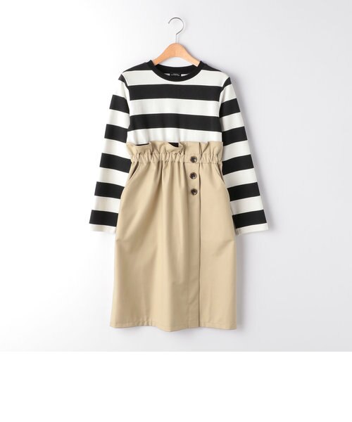 ジュニア ポンチボーダーコンビワンピース ブラック Green Label Relaxing ク リーンレーベル リラクシング の通販 Mall