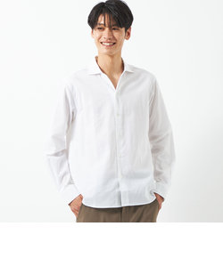 【WEB限定】JUSTFIT コットン 麻 ワイド カラー 長袖 シャツ