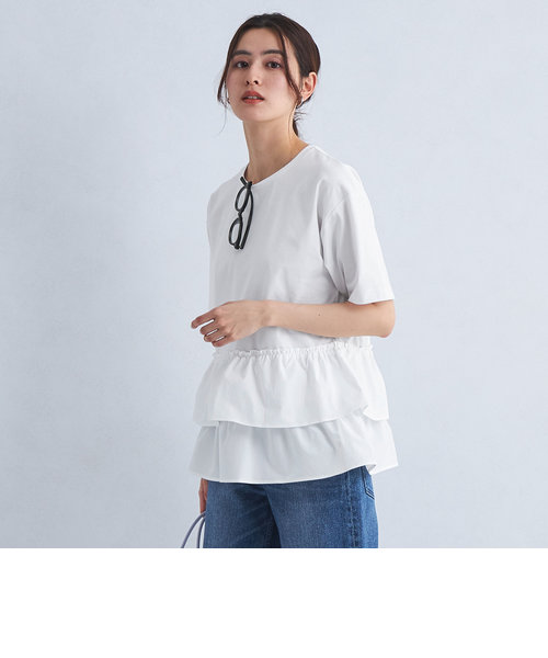 【WEB限定】2段 フリル Tシャツ -マシンウォッシャブル・接触冷感・吸水速乾-