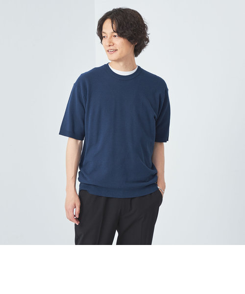 ミジンツイル クルーネック 半袖ニット Tシャツ