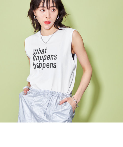 ＜CITEN＞WHATHAPPENS ロゴ ノースリーブ Tシャツ