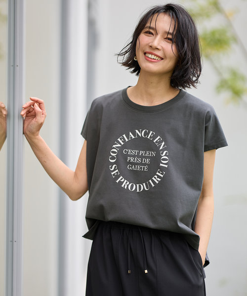 【接触冷感】フレンチスリーブロゴTシャツ