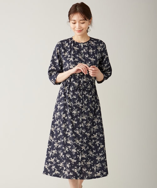 洗える ポリエステル デシンフラワープリント ワンピース J Press Ladies シ ェイ プレス の通販 Mall