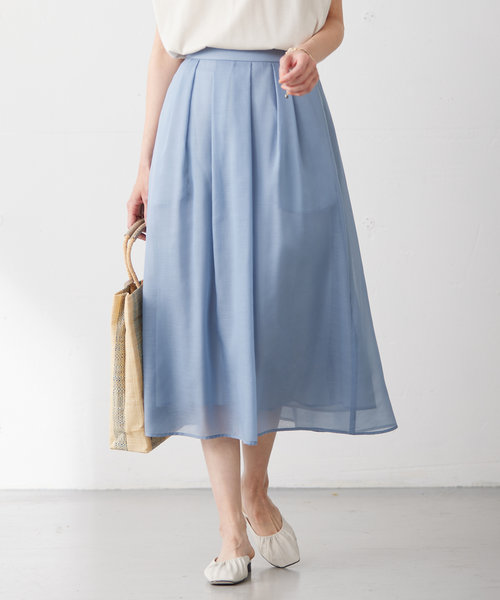 【WEB限定カラーあり・洗える】 ブライトスパンボイル スカート