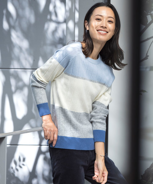 洗える】WOOL BLEND AIR カラーブロック ニット | J.PRESS LADIES