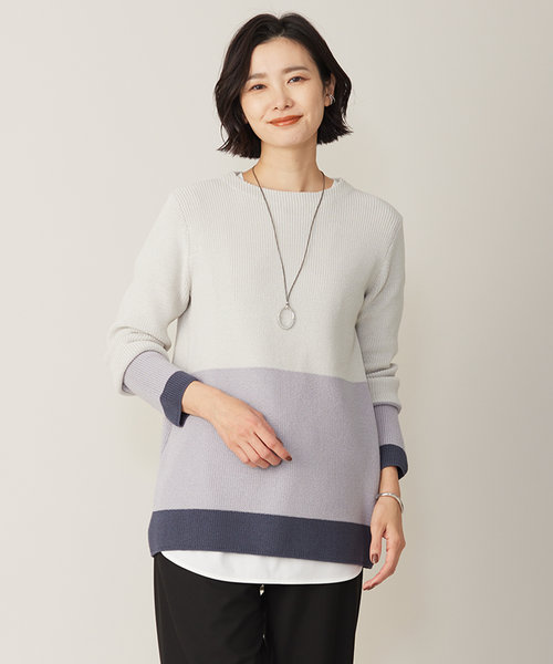 洗える】CLEAR COTTON BLEND カラーブロック ニット | J.PRESS LADIES